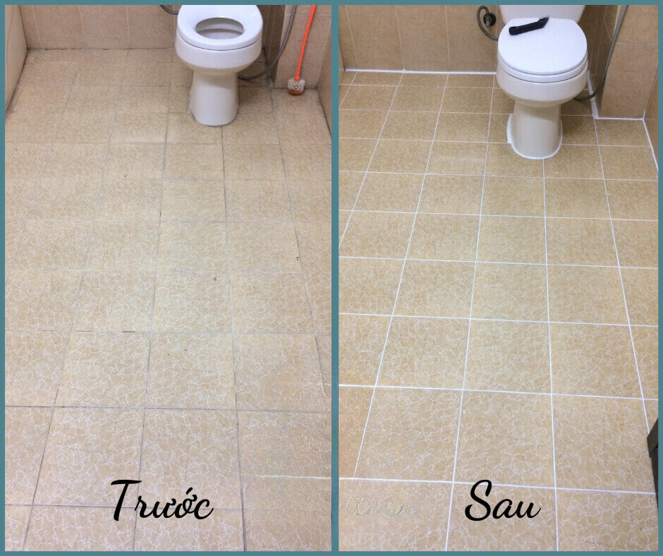 Hình ảnh một sàn nhà vệ sinh đã hoàn thiện, sạch sẽ, lát gạch mới, không có dấu hiệu thấm nước, thể hiện sự chắc chắn và thẩm mỹ sau khi thi công.